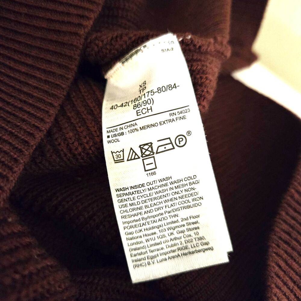 Banana Republic Maroon 100% Merino Wool Turtleneck Sweater Dress XS - Picture 7 of 8
